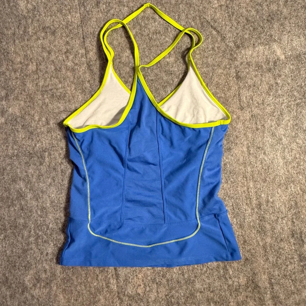 Nike Girls Blue Tank Top with Neon Yellow Trim